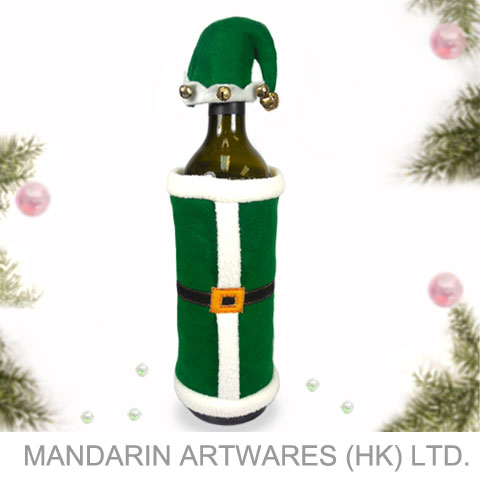7.5"H Christmas Santa Wine Bag (Green)