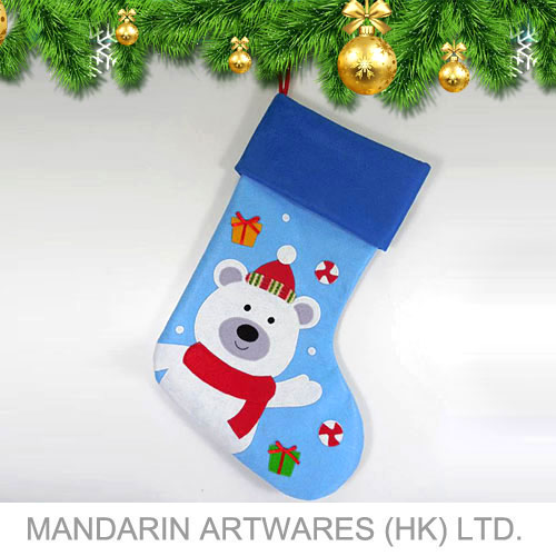 45cmL Polar Bear Felt Christmas Stocking