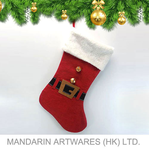 46cmL Red Santa Belt Christmas Stocking with Bell