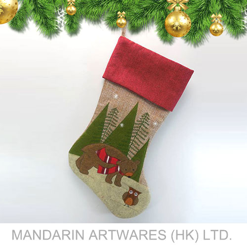 46cmL Bear Christmas Stocking