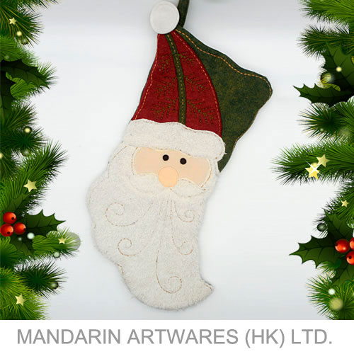 20"L Green Felt Christmas Santa Shape Stocking