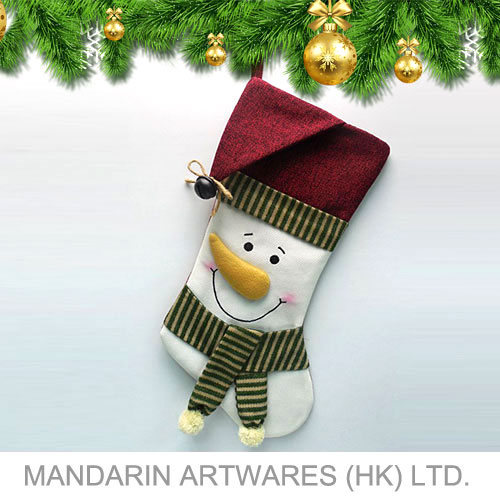20"L Red Snowman Christmas Stocking w/Bell