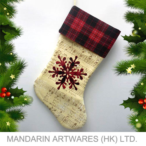 45cmL Sheet Music Pattern Christmas Stocking w/ Snowflake (Style B)