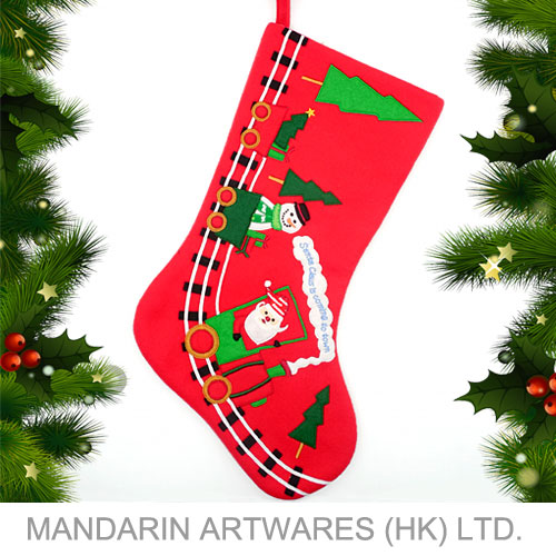 18"L Lovely Santa In Train Christmas Stocking