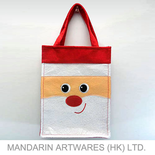 23cmH Smiling Santa Felt Christmas Gift Bag