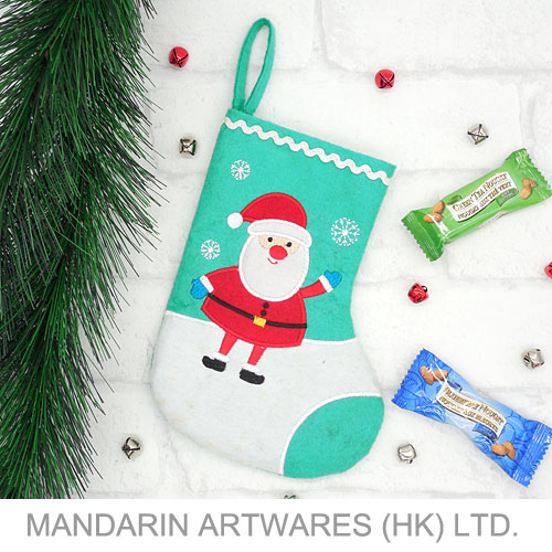 17.5cmL Christmas Waving Santa Mini Stocking
