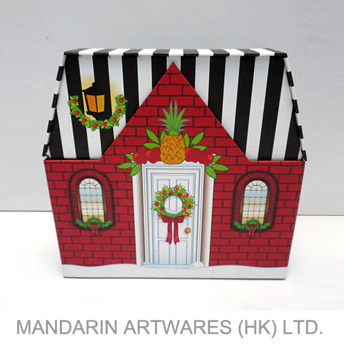 20cmH Christmas Decorated Brick House Paper Box