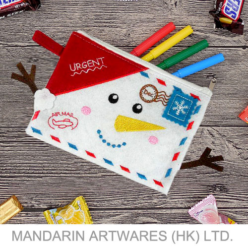 6.5"L x 4.5"W Christmas Snowman Face Envelope Zipper Purse