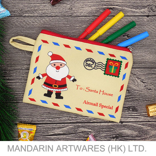 16cmW x 12cmL Christmas Santa Envelope Zipper Clutch Bag