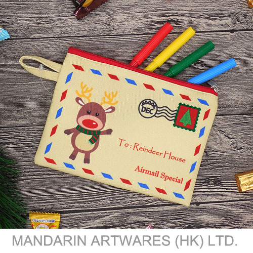 16cmW x 12cmL Christmas Reindeer Envelope Zipper Clutch Bag