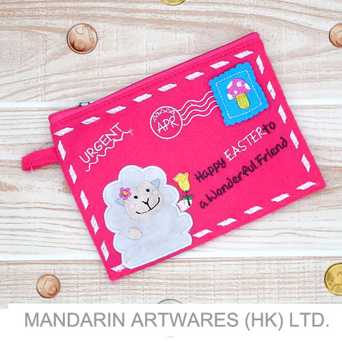 6.5"L x 4.5"W Easter Pink Sheep Envelope Purse