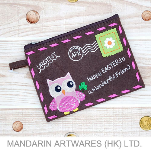 6.5"L x 4.5"W Easter Brown Owl Envelope Purse