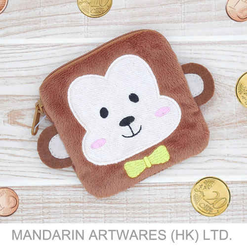 11cmW x 11cmL Velboa Monkey Plush Purse