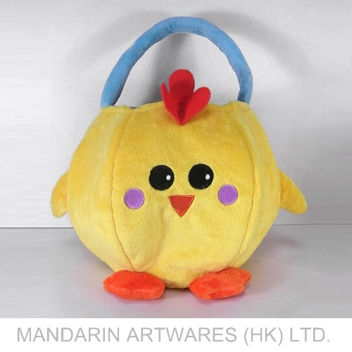 25cmDia Easter Chicken Plush Treat Bag