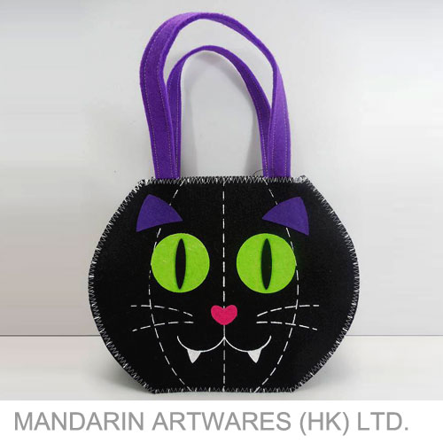 20cmH Night Grow Black Cat Felt Bag