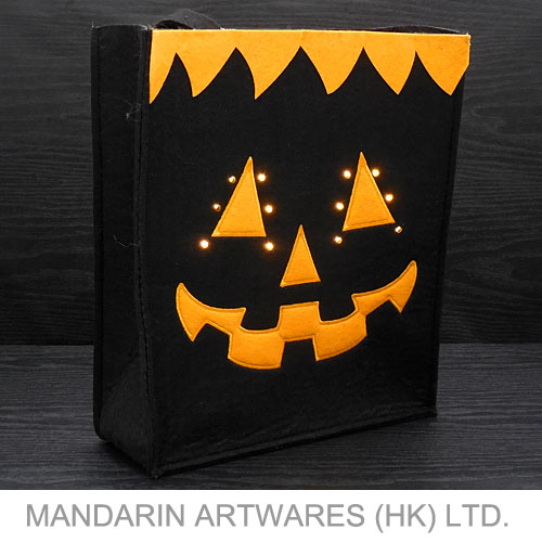 30cmH LED Felt Bag - Pumpkin Black