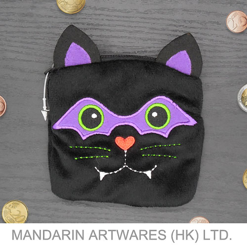 11cm Soft Velboa Black Cat Purse