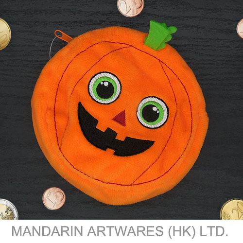 11.5cmDia Orange Pumpkin Plush Purse