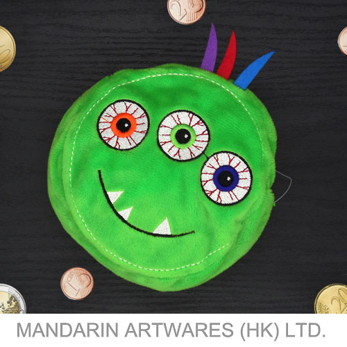 11.5cmDia Green Monster Plush Purse