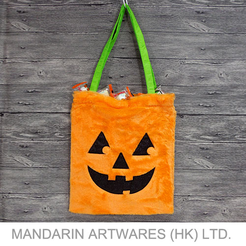 38cmL x 31.5cmW Orange Pumpkin Plush Handbag