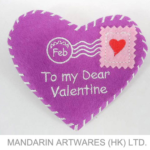 12cmW x 10cmL Purple Felt Heart Shaped Purse