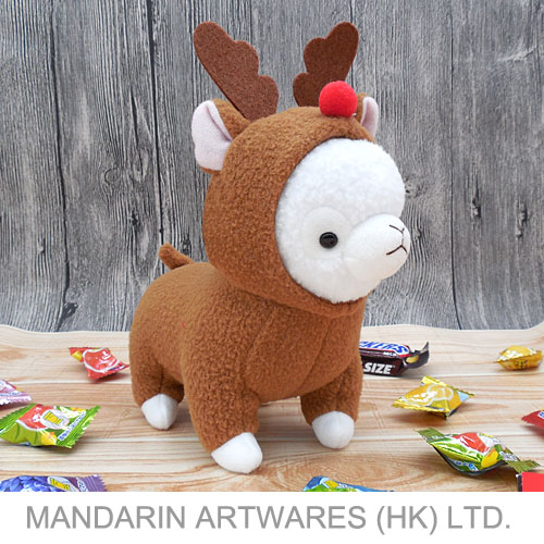 6"H Llama with Reindeer Outfit Plush
